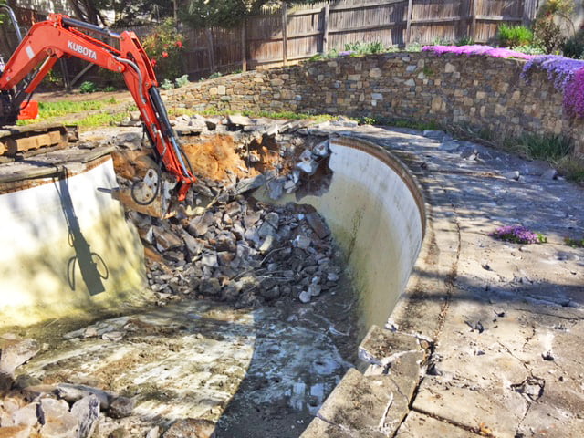 beginning of pool demolition